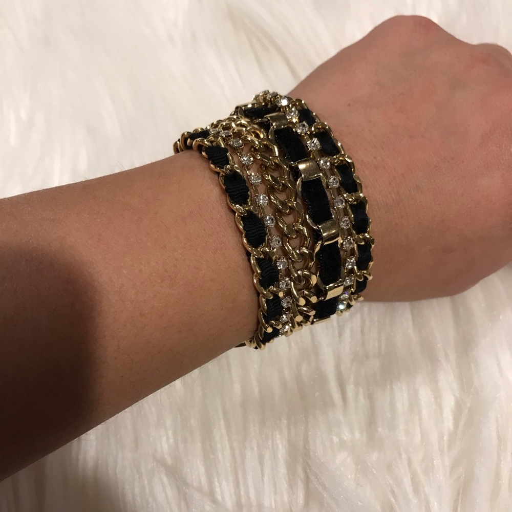 Juicy Couture Black/Gold Mixed Chain Bracelet